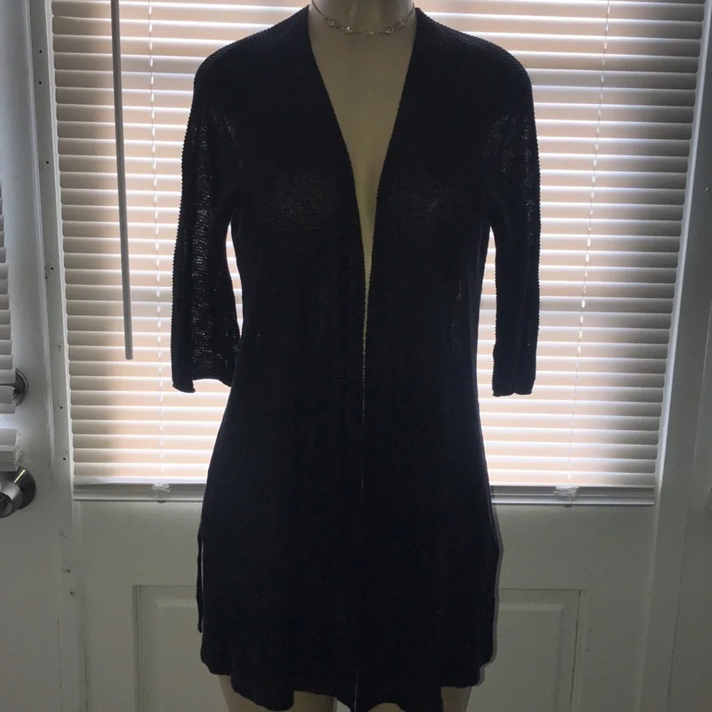 Eileen Fisher Organic linen/Tencel Open Cardigan - Picture 4 of 11